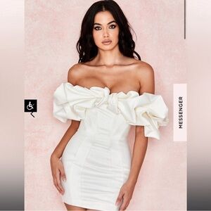 SELENA HOUSE OF CB IVORY SATIN STRAPLESS DRESS